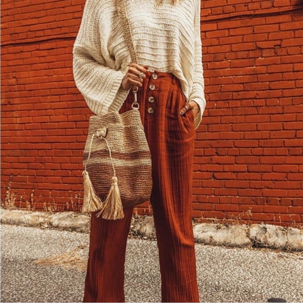 NWT L* Space Georgie 100% Cotton Gauze Relaxed Fit Pant Rust XS